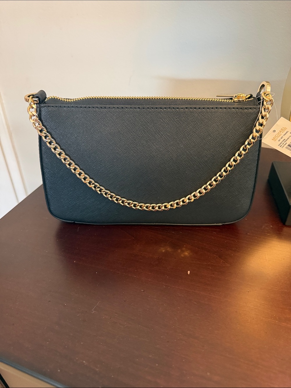 Michael Kors Black Saffiano Leather Wristlet with Gold Hardware - Picture 2 of 7